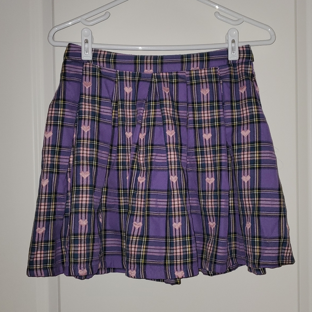 Hot Topic, Small, Plaid Purple/ Pink Skirt